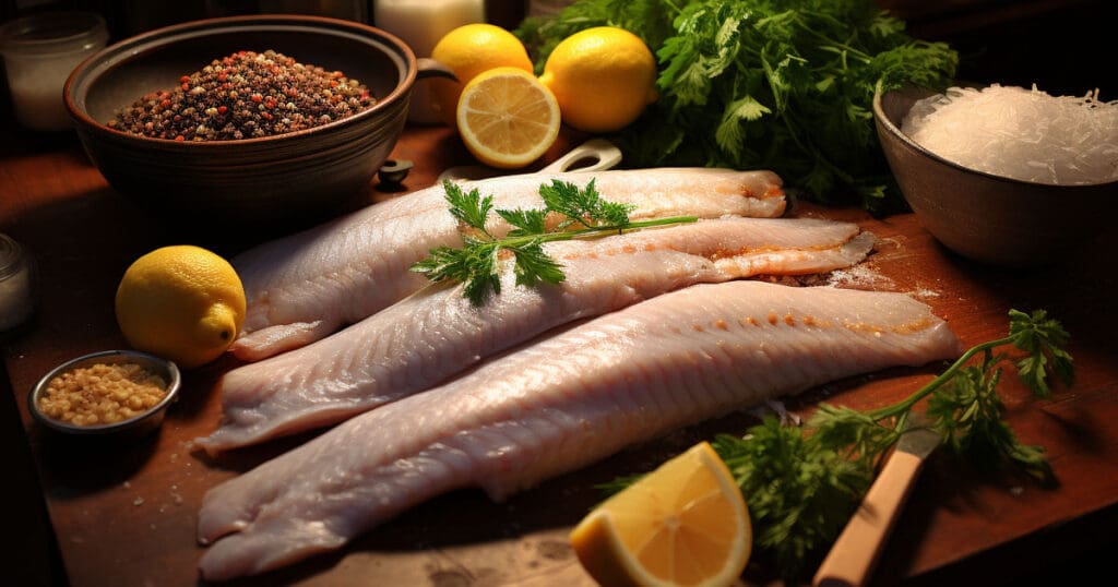 Raw catfish fillets